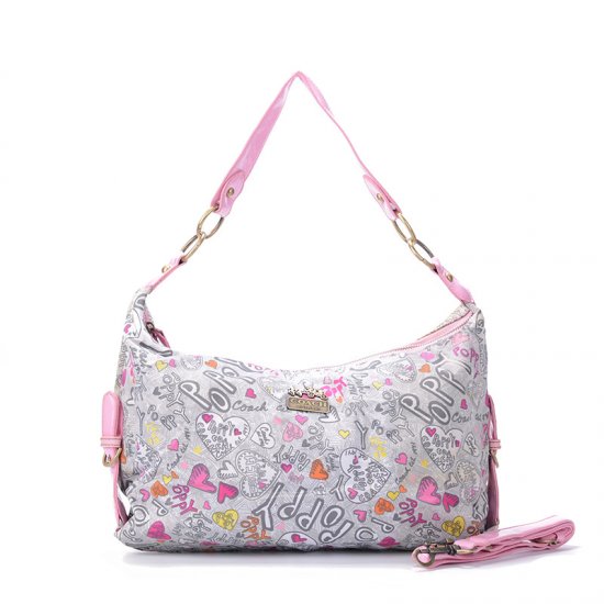 Coach Poppy Cute Logo Medium Pink Grey Shoulder Bags EYE | Women